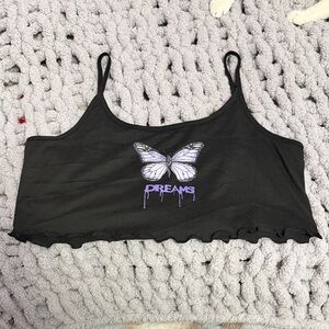 Aeropostale Black Butterfly Dreams Crop Top